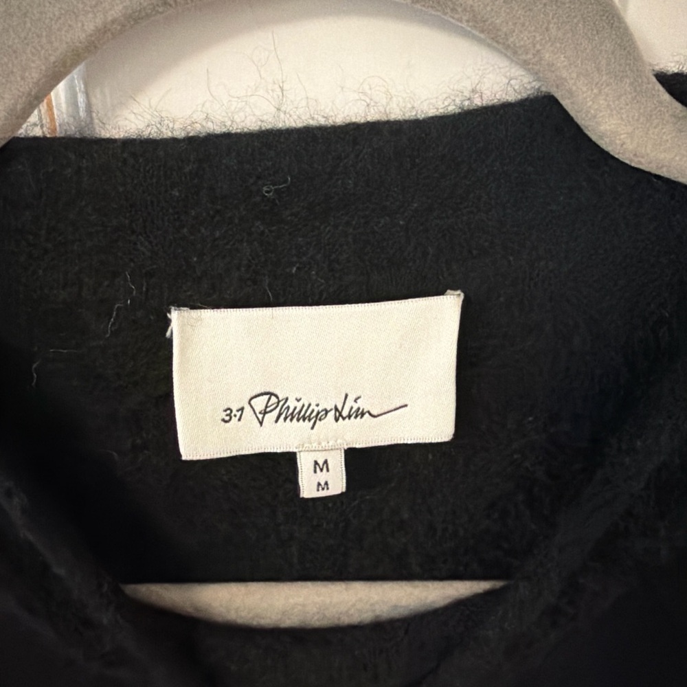3.1 Phillip Lim Classic Black Crew Neck Bell Sleeve Wool&Alpaca Sweater - Picture 6 of 8
